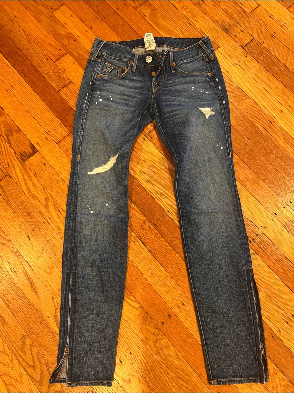 Vintage True Religion Gwen Skinny Jeans Size 25 – Distressed Zipper Ankle